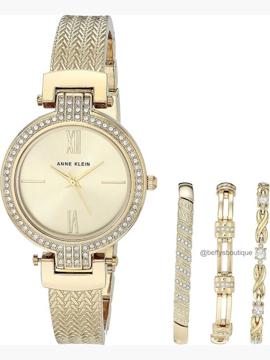 Crystal Accented Watch & Bracelet Set with Diamond Dial main image 6